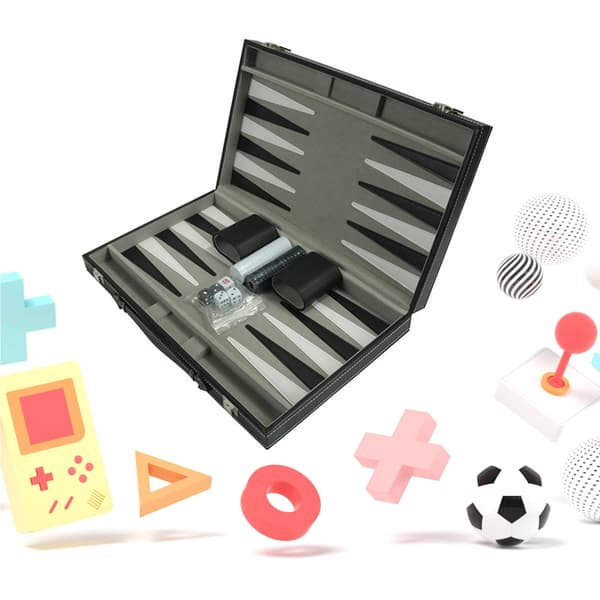 Backgammon-set i läder, brädspel för 2 spelare, lätt att använda