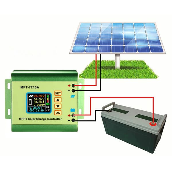 Digital MPPT solcellelader for litiumbatteriutgang 0-10A MPT-7210A