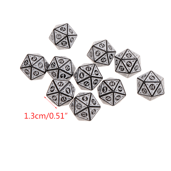 10 stk 20-sidet terning D20 spill RPG fest akryl spill terninger spillklubb Yellow