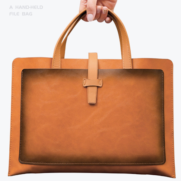 Handhållen fil mapp förvaringsväska Läder fil mapp Laptop Sleeve Dokumentväska null - 6