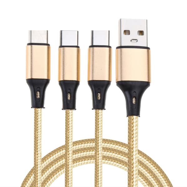 USB 2.0 Type A han til 3 Type C han splitter kabel USB multi opladningskabel stik til telefon højhastighed