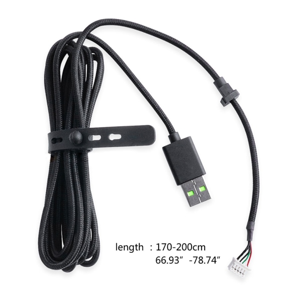 USB laddningskabel PVC Line Wire för Razer Kraken Ultimate / 7.1 V2 RGB / V3 Wired / Kitty Edition hörlursdelreparation Black