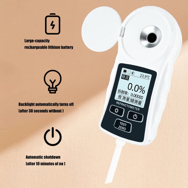 Digitalt refraktometer 0-32% baggrundsbelyst LCD-display batteridrevet til sukker