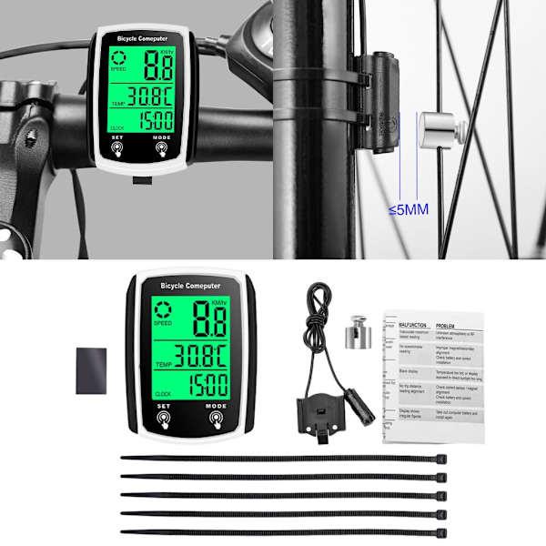Universal 19 Funktioner Cykelcomputer Med Ledning Let at Bruge