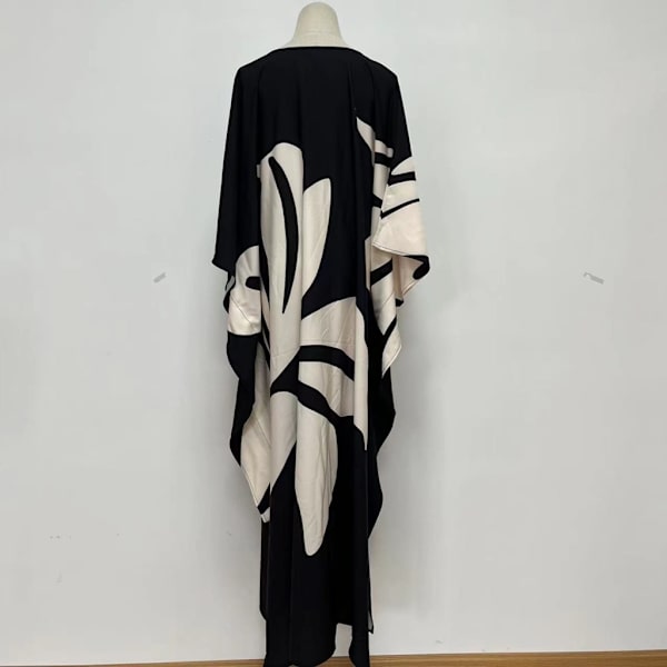 Uimapukukangas löysä rento rantakaftan-mekko Black apricot