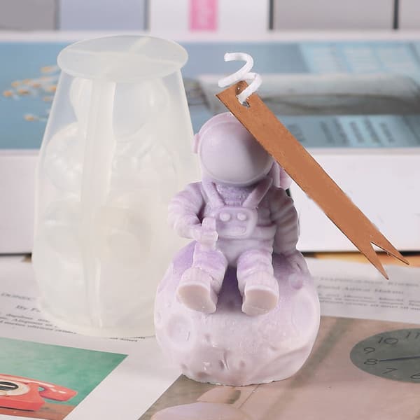 3D Astronaut Silikone Lysform Voks Smelte Polymer Smelte Håndlavede Projekter