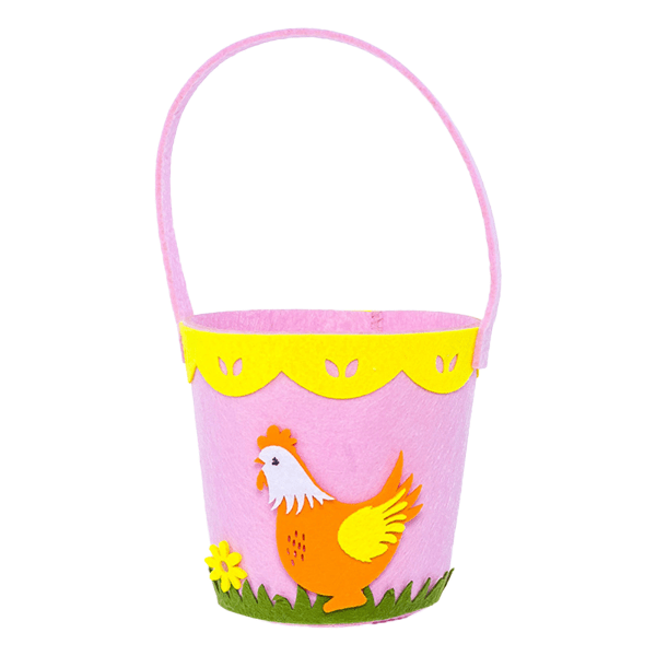 Påskkorgar med handtag Non-Woven Hunt Egg Tote Bag Färgglada målade mönster Pink