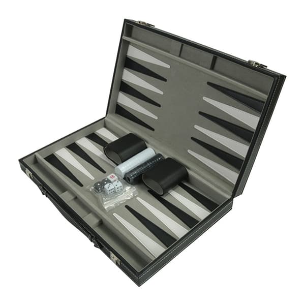 Backgammon-set i läder, brädspel för 2 spelare, lätt att använda