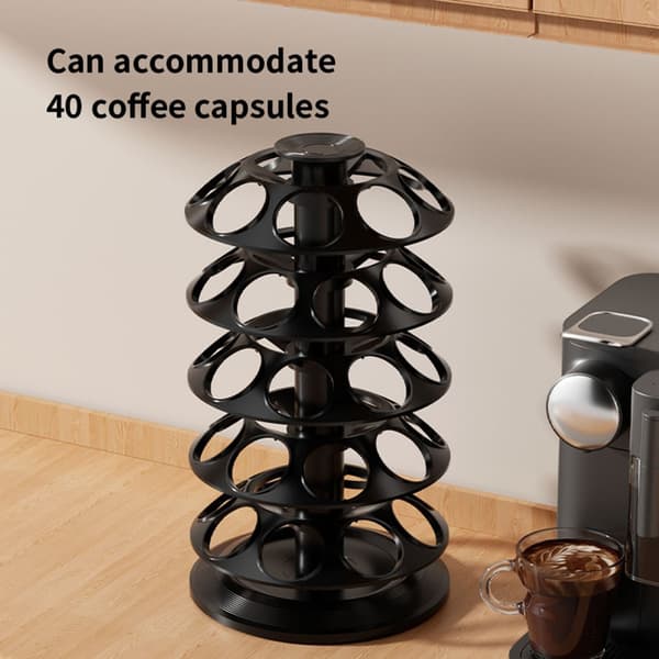 Plassbesparende oppbevaringsstativ for kaffekapsler, rommer 40 kapsler