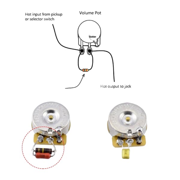 Gitarvolum Diskant Bleed Kits Potensiometer Elektrisk Gitar Tilbehør