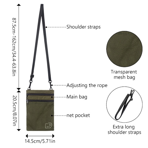 Rejsepasholder Travel Secure Neck Punge Travel Pouch Neck Pouch Army Green