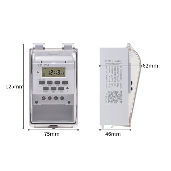 Digital Electrics Programmerbar 220V Vanntett Vegglampe Timer Brytere