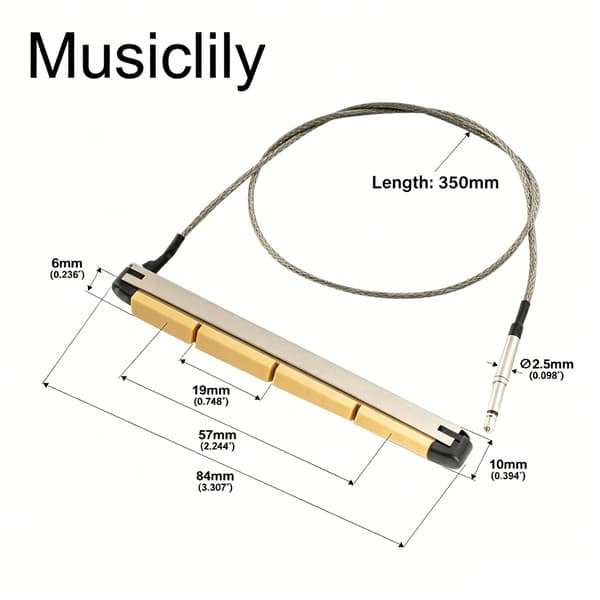 Under-Bridge Piezo Pickup med 2,5 mm plugg og kabel for bruk