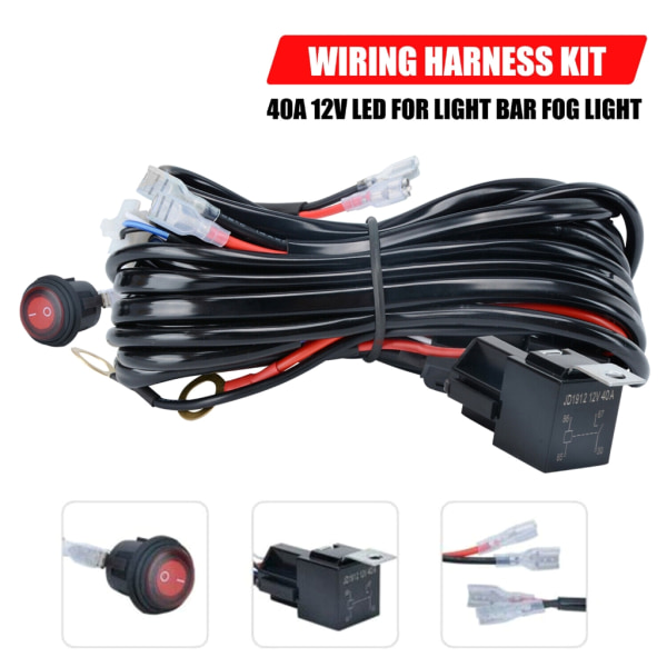 Universal LED-ljusstång kabelstammesats 12V På Av-brytare Power Bladsäkring för motorcykel 12V-fordon