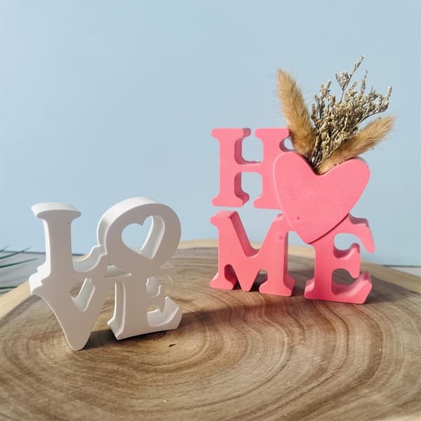 Silikon DIY Form Valentinsdag Hjem Bokstav Vase Dekor Håndverk