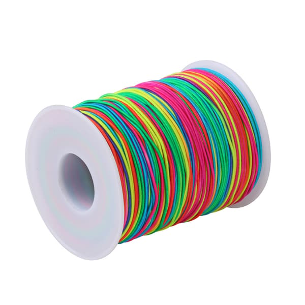 100m Regnbue Farverig Elastisk Snor 1mm Tråd Stretch String Håndværk DIY Smykker
