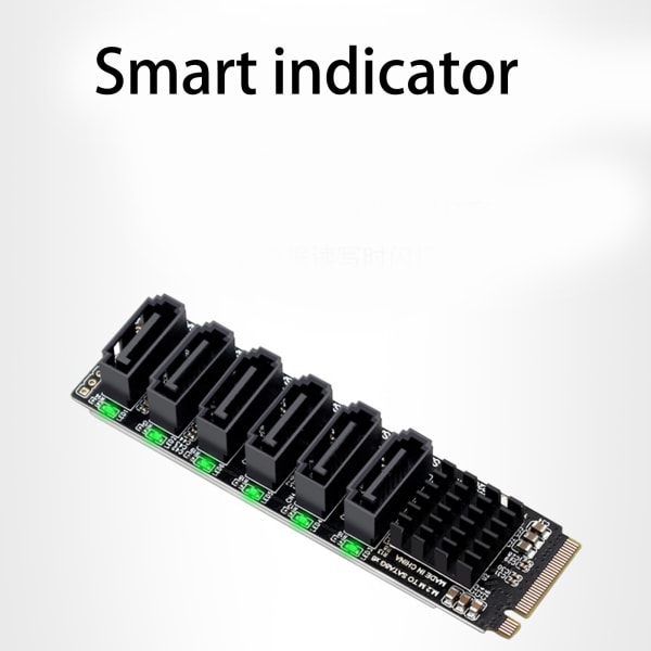 6-portar för M.2 Sata PCIE Riser Card M2 NVME till Sata 3.0 expansionskort ASM1166 6GB/S Adapter 6x SATA3.0 Riser Expansion