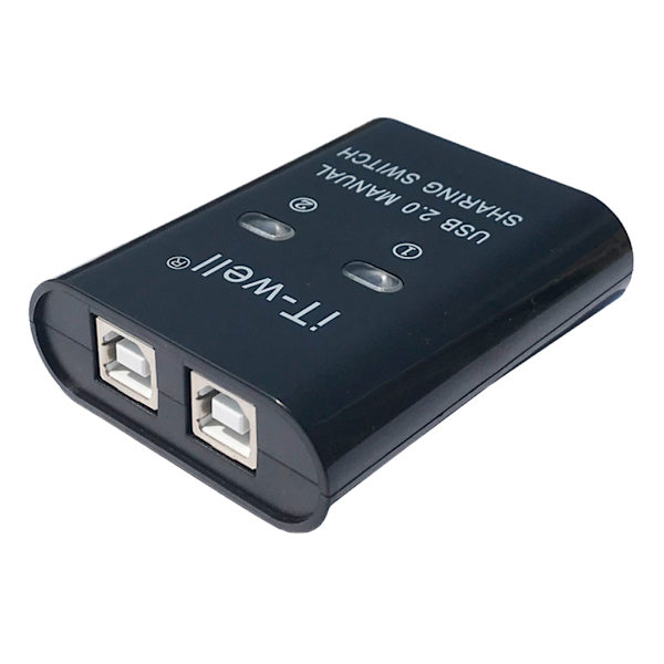 USB Manuell Switch Hub Skrivardelningsenhet 2 in 1 Out Data Transfer Hub Converter Svart/Vit