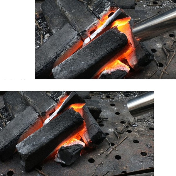 Bärbar lila USB driven grillfläkt för kol- och vedeldade kaminer med en vindhastighet