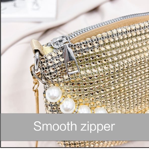 Crossbody väska Evening Bag Party Bankett Väska Strass Pearl Handväska Handväska Silver