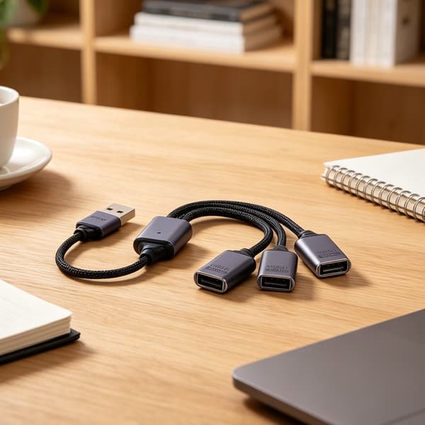 3-i-1 USB-splitkabel 25 cm ledning til computer, bærbar computer, USB-flashdrev, mus