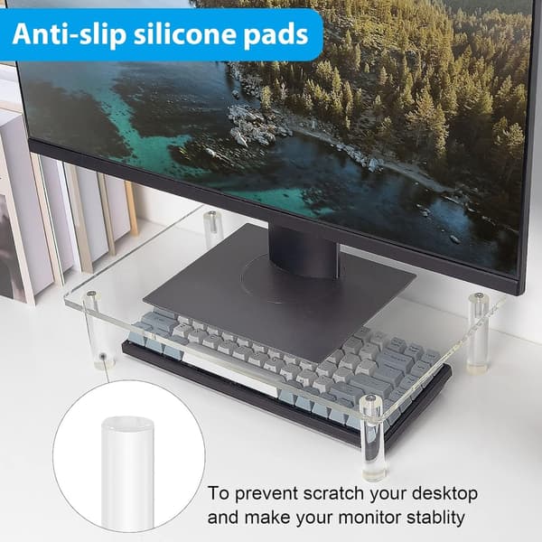 Ergonomiskt laptopställ i akryl, skrivbordsmonitor, datorförvaring, lyftställ