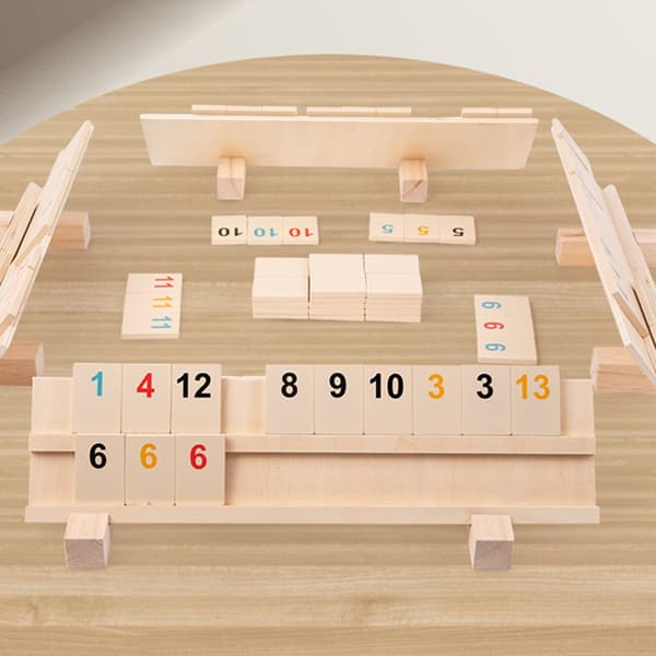 Rummy Cube Spil med 106 Brikker, 4 Spilleplader til Rejse Rummy Cube Spil