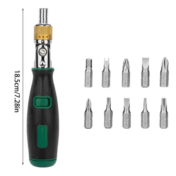 Universal Skralle Skrutrekker Kit 10 Bit Vinkler Solid Karbonstål Konstruksjon