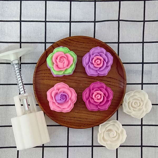 Månekakeform 50g Rose Blomst Stempel Kakekjeksform Kutter Bakeutstyr