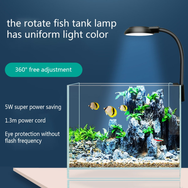 LED Aquarium Light Clip-On Fish Tanks Belysning för små och medelstora akvarier White