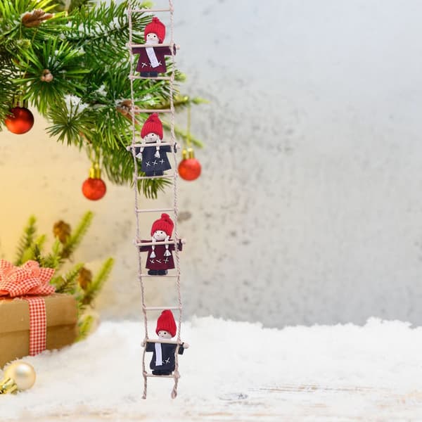 2-pack Jul Trappdekoration Set Klättrande Tomtar Med Bomullsrepsdesign