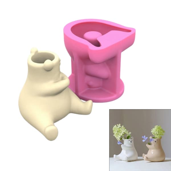 3D Bear Silikone Form Desktop Ornament Succulent Planter Urtepotte Form Dekorationer
