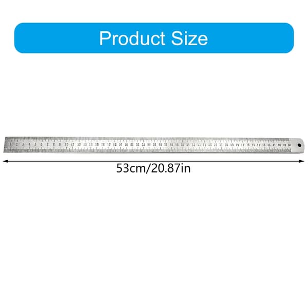 Målestok i rustfrit stål 50 cm lang med tydelig dobbeltmarkering