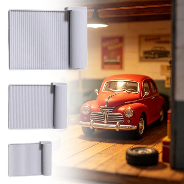 Realistisk Dukkehus Tilbehør 3-Delt Garage Rulledør Model Samling
