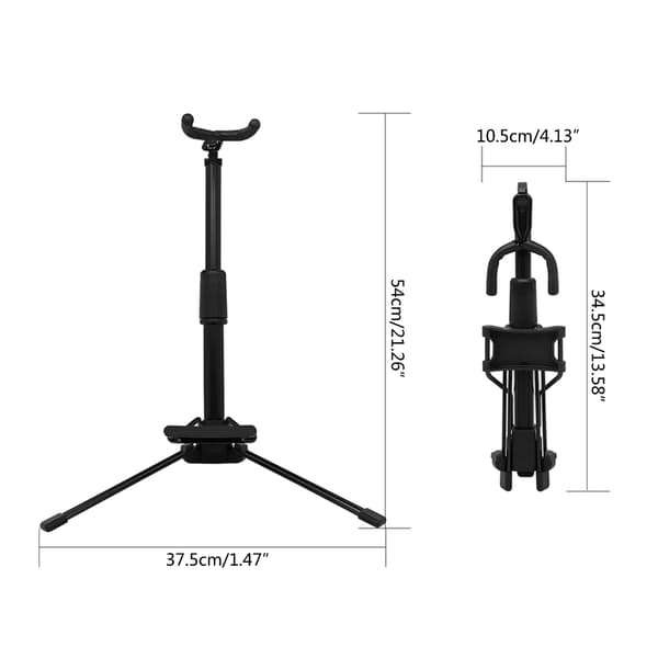 Bærbart tenorsaxofonstativ foldbart metal sort tripod instrumentstativ