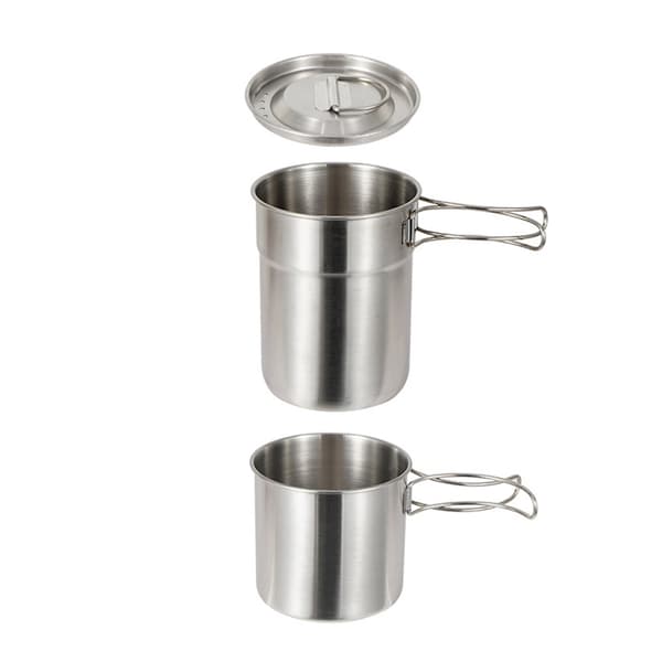 Kaffekrus i rustfrit stål med foldbart håndtag til vandreture og backpacking
