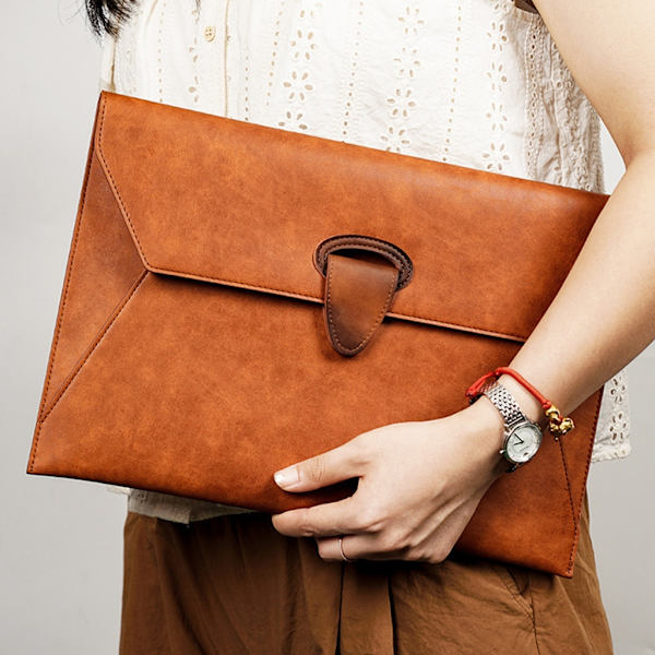 Handhållen fil mapp förvaringsväska Läder fil mapp Laptop Sleeve Dokumentväska null - 2