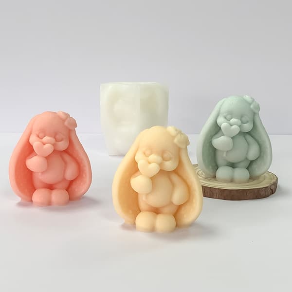 3D Kaniner Silikoneform Håndlavede Lysforme Gipsforme Kagedekoration