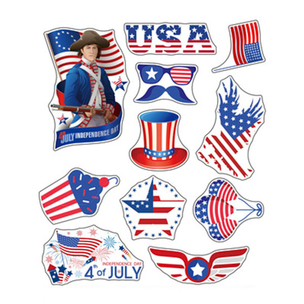 Patriotisk klistermærke 4. juli Køleskabsvindue klæber klistermærker USA Independence Day Decorations