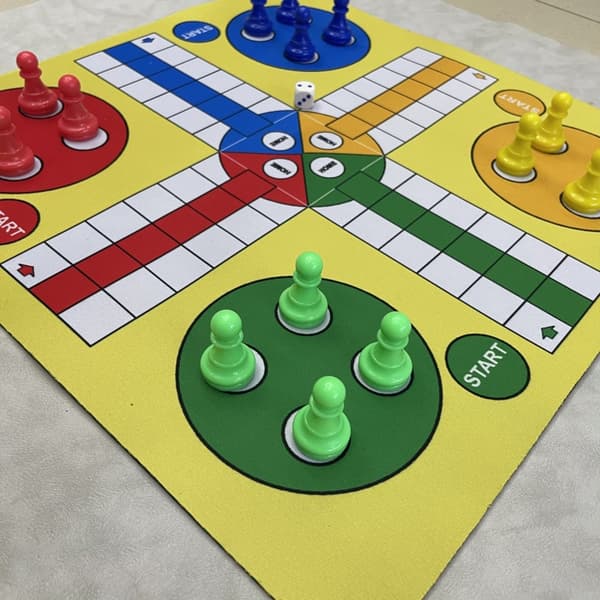 Farverig Ludo Flyvende Skakspil Musemåtte Bræt 35cm Til Børn Voksne