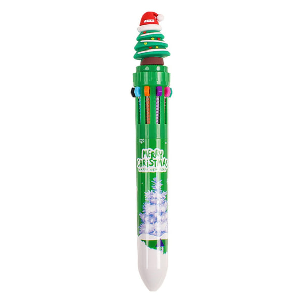 Julkulspetspenna Paljetter designad flerfärgspenna 10-i-1 utdragbar kulspetspenna för barnspelsbelöning null - Christmas tree