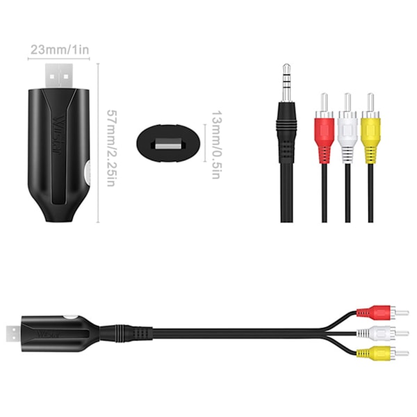 RCA-kaapeli USB2.0 - 3RCA Audio Video -kaapeli Uros-Uros-sovitinliitäntäjohto