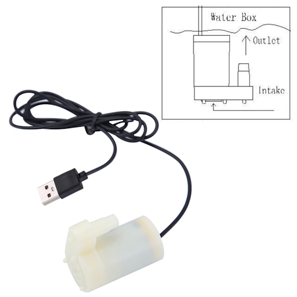 Mikrodränkbar vattenpump Fisktankar Akvarium USB driven för DC 5V 2-3L/min Laddare Minimotor Vattenpumpstillbehör Black