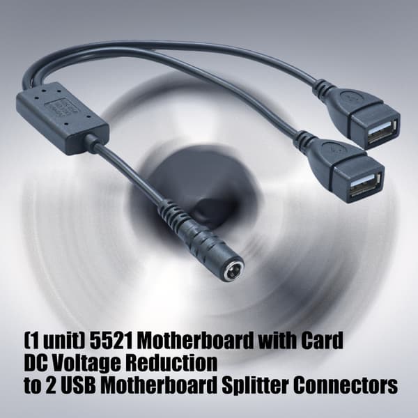 DC5.5x2.1mm til dobbelt USB-strømadapterkabel til opladning af 2 enheder