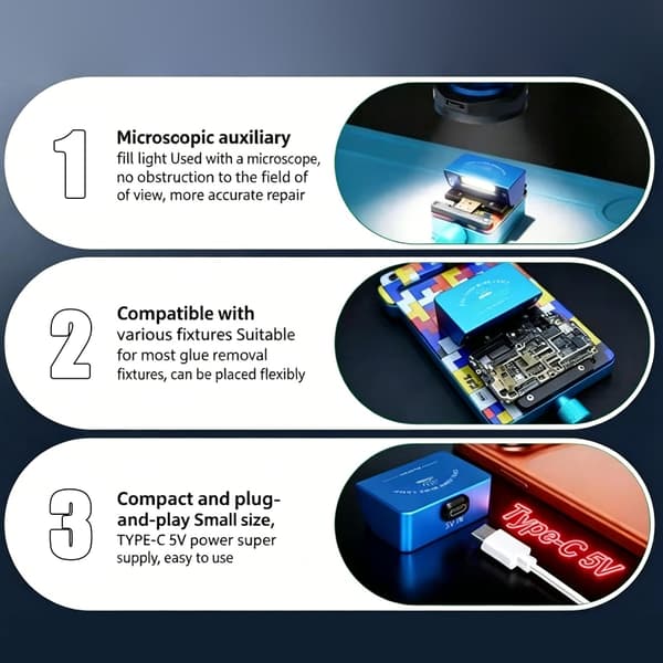 Ljusa LED-belysare Mini Chip Jump Fill Light för mikroskop 5V USB