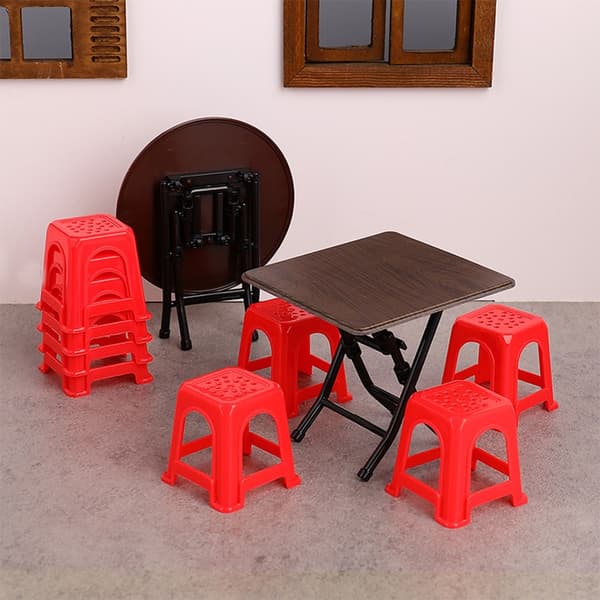 Miniatyrmöbelkollektion Hopfällbart matbord och pallar för dockhus