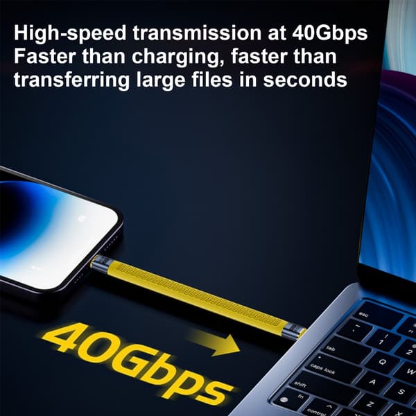 Effektiv USB C datakabel 40 Gbps hastighet 240W strøm USB 4 kabel