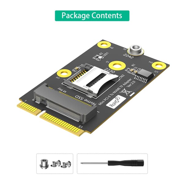 TF-kort och M.2 NVMe SSDs Dubbla Platser Mini PCIE Riser-adapterkort