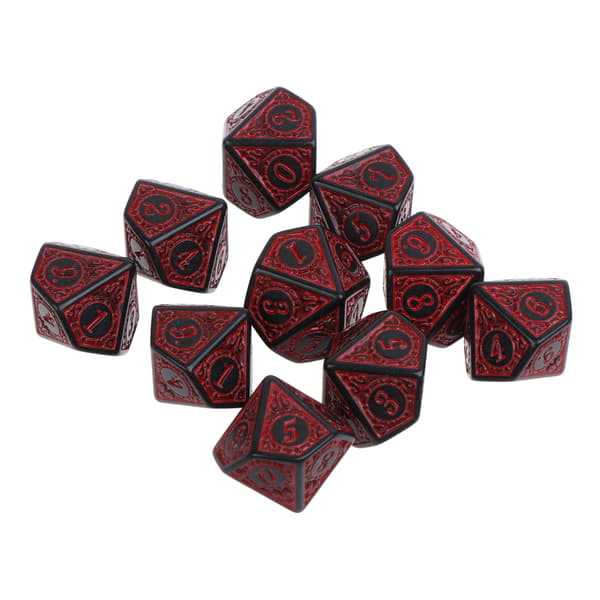 10 stk. 10-sidet terning D10 polyhedral terning til spil RPG MTG terning sæt Yellow