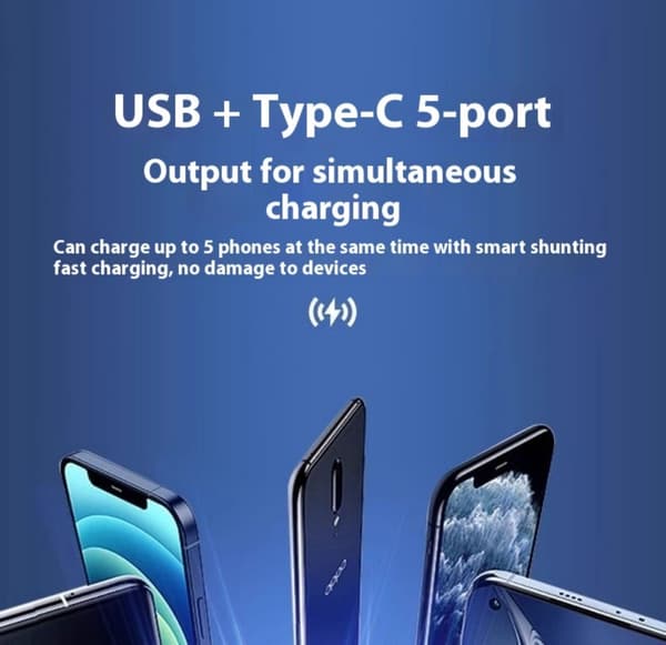 2PD USB C 4 USB-port biloplader 50W hurtige strømadaptere til tablet
